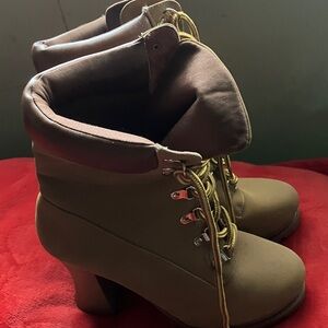 Never been worn. Brown Lace-Up Ankle Boots